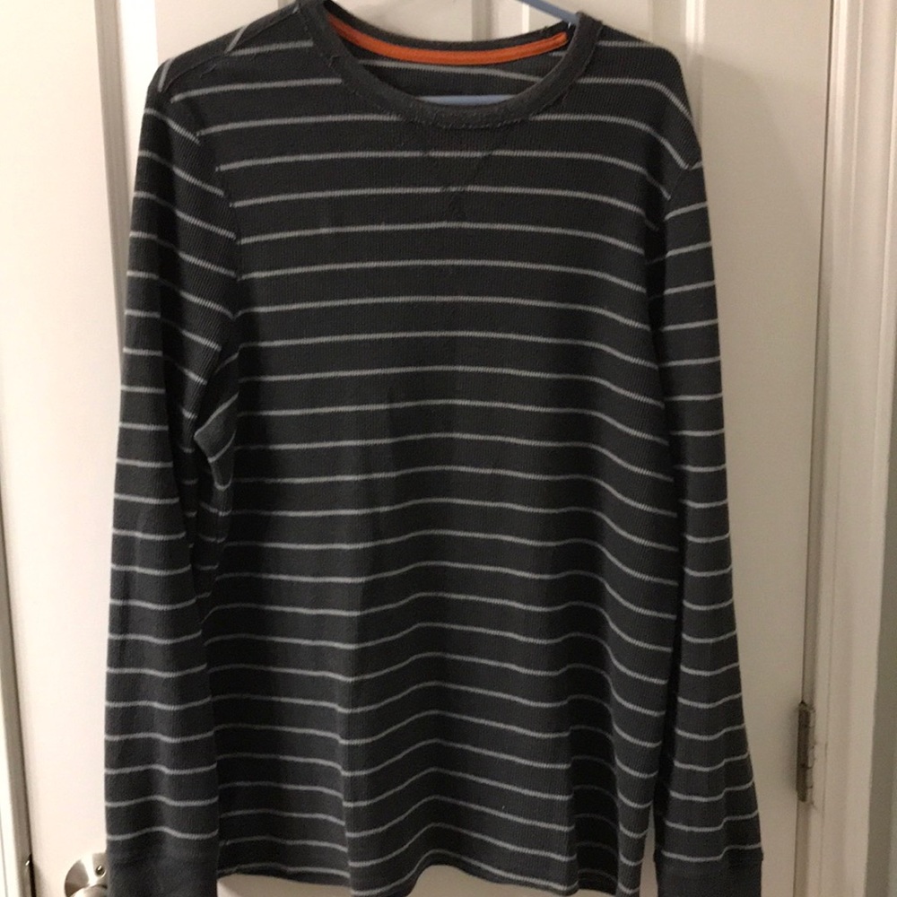 Men’s grey striped thermal sweater
